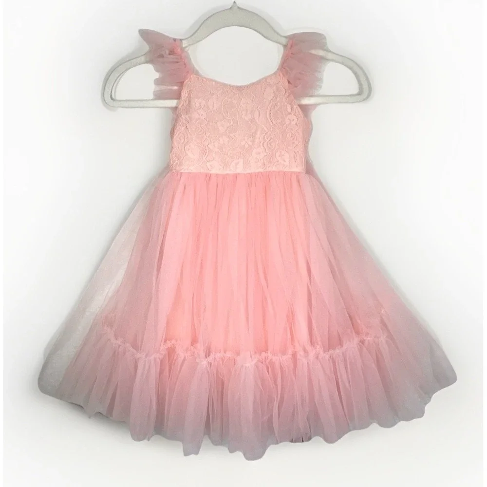 Child's Lace Tulle Tutu Dress 2T 3T Flower Girl Pageant Dress Ball Formal Gown